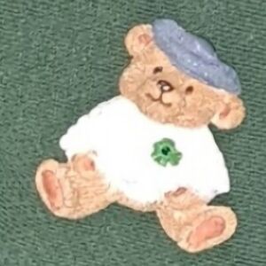 Vtg🍀St Patricks Day🍀 ResinTeddy Bear🐻 Brooch/Pin